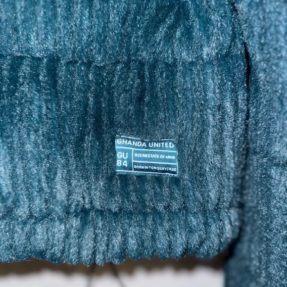 Women's Teal Green Puffer fur Jacket - Picture 3 of 8